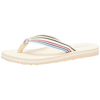 Tommy Hilfiger Damen Flip Flops Stripes Beach Sandal Badeschuhe, Weiß (Calico), 37