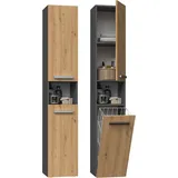 Topeshop - Badezimmerschrank Regal Säulenkorb Nel Iii Anthrazit Artisan