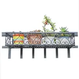 Balkon Eisen Blumenregal Pflanzenständer, Fenster Hängende Pflanzer Container Blumentopf Rack, Einfach Zu Montieren Hängendes Blumenregal, Schwarz(Size:60cm×25cm×12cm)