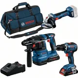 Bosch GSR 18V-55 Professional Combo Kit inkl. 2 x 4,0 Ah + GWS 18V-7 + GBH 18V-22 + Werkzeugtasche