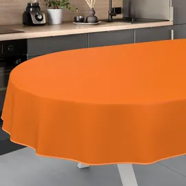 ANRO Wachstuch-Tischdecke abwaschbar Oval 200 x 140 cm Orange