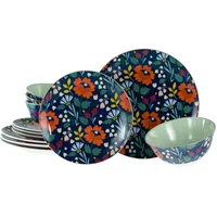 CreaTable CreaTable, 20828, Folklore Blau, 12-teiliges Geschirrset Tafelservice aus