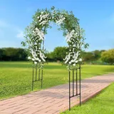 Rosenbogen Garten - Metall Rankbogen - 240x150x40 cm - Für Kletterpflanzen, Gemüse und Obst - Schwarz