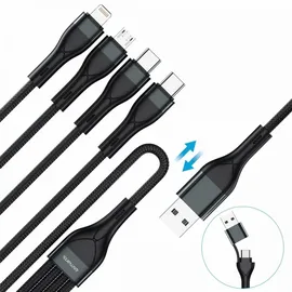 4smarts USB-C/A Multi-Ladekabel 4in2 1,2m, schwarz