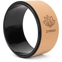 TREXO Yoga Rad Naturkork mit einem Durchmesser von 26 cm und einer Breite von 13 cm in Braun aus 100% ökologischem Kork Perfekt zum Dehnen Bequem durch Schaumstoffpolsterung Leichtes Yoga Rad