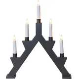 EGLO Lichterbogen Weihnachten 5-flammig, Fensterleuchter aus Holz in Grau, Kerzenleuchter skandinavisch mit Kabel, Weihnachtsbeleuchtung Fenster warmweiß, E10 Fassung, 41 cm