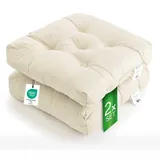 etérea Sitzkissen 42x42 cm 2er Set - Creme 8 cm hoch - Bodenkissen für Indoor, Outdoor, Küche, Garten, Auflage - Heidi Stuhlauflage - 2 Stück Stuhlkissen 40x40 cm Creme