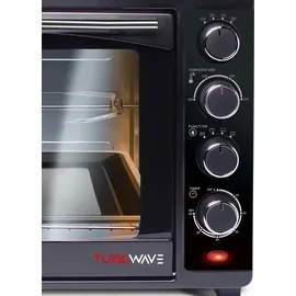 Z-Line TurboTronic Minibackofen mit Umluft und Drehspieß 35 Liter, Schwarz, inkl. 2x Backblech, 1600W Mini Backofen Camping Pizzaofen Klein/Groß