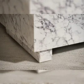 KADIMA DESIGN Couchtisch MONOBLOC 60x60x35 cm Hochglanz mit Marmor Optik, in Weiß | Gr.: onesize