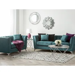 Sofa Set Samtstoff blaugrün 5-Sitzer GAULA