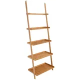 COSTWAY Leiterregal Standregal Lagerregal, Bambus, 5-stufig, 64x45x181cm beige