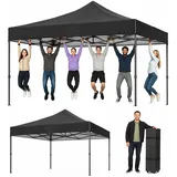 Aoxun Faltpavillon 3x3 wasserdicht stabil mit 4 Sandsäcke, Pop Up Pavillon Gartenpavillon Partyzelt faltbar Pavillion klappbar Anti-UV Inkl. Tasche mit Rollen für Garten, Innenhof,Hochzeiten, Schwarz