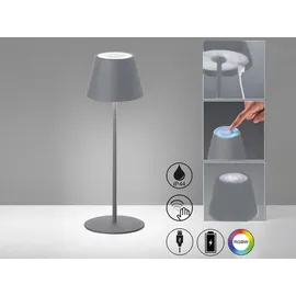 meineWunschleuchte 2er SET Outdoor Akku Tischlampen Grau ohne Kabel Mit RGB Höhe 38cm