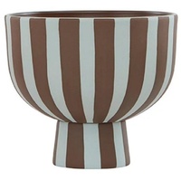 OYOY Living Toppu Bowl - Deko Schale Vase Gestreift aus Keramik - Ø15 x H13 cm (Dusty Blue)