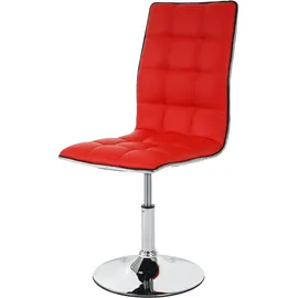 Mendler 2er-Set Esszimmerstuhl HWC-C41, Stuhl Küchenstuhl, höhenverstellbar drehbar, Kunstleder - rot