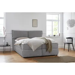 Boxspringbett ANDAS "Jenson", grau, B:188cm L:225cm, Struktur weich (85% Polyester/15% Nylon), Komplettbetten, Boxspringbett, in 4 Farben, 4 Breiten, 3 Matratzenarten in 2 Härtegraden, Topper