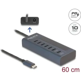 DeLock USB 10 Gbps Hub 7 Type-C Ports davon 6 x USB-C zu 7x C, Leistungsanzeige