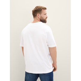 TOM TAILOR Herren Plussize T-Shirt mit Logo-Print aus Baumwolle, White, - 33080962-5XL