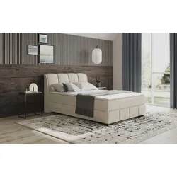 Boxbett MR. COUCH "Bethany mit Bettkasten, inkl. Matratze", beige (aqua clean pascha 02 natur), B:156cm L:223cm, Polyester, Baumwolle, Komplettbetten, Topper und Zierkissen, in verschiedenen Härtegraden verfügbar
