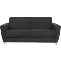 Schlafsofa Matratze Verstellbare Kopfstücke Anthrazitgrauer Samt 140x190 Cm Goya