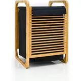 Dune Design 50L Wäschekorb Bambus mit Deckel und Wäschesack - 40x36x57 Holz Wäschesammler
