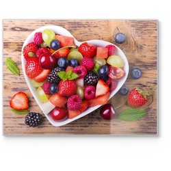 DEQORI Schneidebrett ‚Obstsalat ist Liebe‘, Glas, Platte Frühstücksbrett Schneideplatte bunt 40 cm x 30 cm
