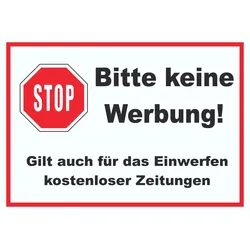 Stop Bitte keine Werbung Schild A4 (210x297mm)