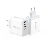 USB C Ladegerät 2er-Pack, 4 Port USBC Stecker 50W Schnellladegerät Mehrfach mit PD 25W und QC 18W, für iPhone 15 Pro Max 14 Plus 13 12 11 SE XR XS 8, Handy Adapter Ladeadapter Netzteil Ladestecker