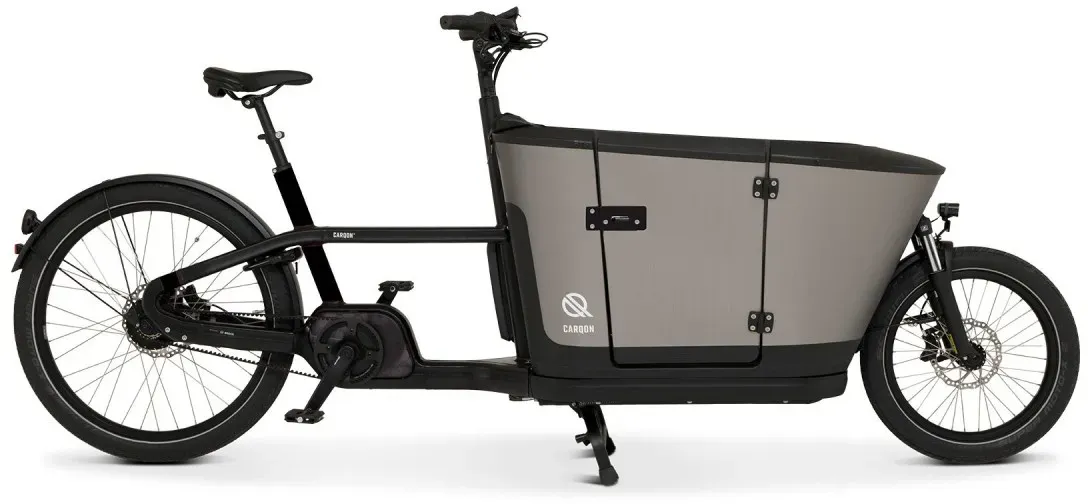 CARQON Classic D2-500-Schwarz: Innovatives E-Lastenfahrrad mit Kindertür und elektrischer Unterstütz