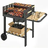 Outsunny Holzkohlegrill Grillwagen schwarz