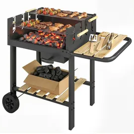 Outsunny Holzkohlegrill Grillwagen schwarz