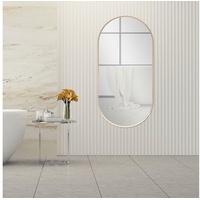 [en.casa]® en.casa Wandspiegel, Corato 40x80cm Badspiegel Ellipsen-Form Gold goldfarben
