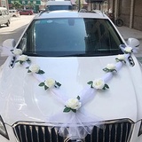 Yulakes Auto Schmuck Organza Braut Paar Rose Deko Dekoration Autoschmuck Autodeko Auto Blumenschmuck Hochzeit Car Auto Wedding Deko Girlande Hochzeitsschmuck Hochzeitsauto Deko (weiß)