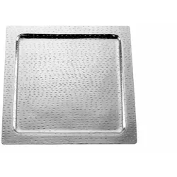 Tablett quadratisch,  Reiskorn, Groß Durchmesser 50,0 cm Aluminium vernickelt