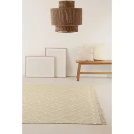 Green Looop Teppich GREEN LOOOP "Vermont GL-82101", beige (beige, creme), B:80cm H:5mm L:150cm, Baumwolle, Schurwolle, Teppiche, Teppich, handgewebter Naturfaserteppich aus 80% Wolle 20% Baumwolle, Wohnzimmer