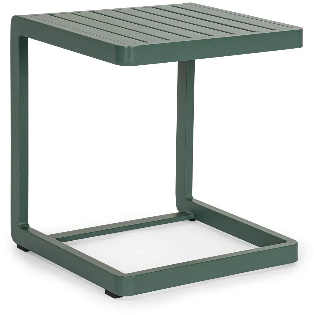 Beistelltisch Konnor aus Aluminium, modern und quadratisch, balsam dunkelgrün, pflegeleicht