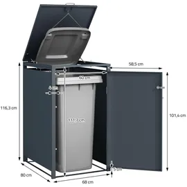 ML-Design Mülltonnenbox 1er für 1 Tonne, 240L, 68x80x116,3 cm, Anthrazit, Stahl,