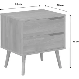 sweeek - Nachttisch mit Holzdekor, nussbaumfarben, 2 Schubladen