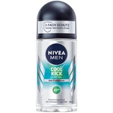 NIVEA MEN Cool Kick Fresh Deo Roll-On (50 ml), Deodorant schützt 48h gegen Schweiß und Körpergeruch, Anti-Transpirant mit Kaktuswasser und leichter Formel