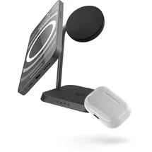 Otterbox Zens Office Wireless Charger 2, MagSafe und Qi-kompatibles kabelloses Ladegerät (15 W) für iPhone Air, 17, 16,15,14,13,12 sowie AirPods, inkl. 24-W-Netzadapter (EU,UK,US) und integriertem, Schwarz
