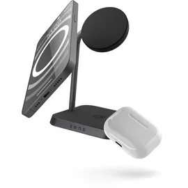 Otterbox Zens Office Wireless Charger 2, MagSafe und Qi-kompatibles kabelloses Ladegerät (15 W) für iPhone Air, 17, 16,15,14,13,12 sowie AirPods, inkl. 24-W-Netzadapter (EU,UK,US) und integriertem, Schwarz