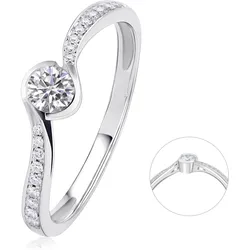 Diamantring ONE ELEMENT Gr. 58, silber, Fingerringe, Damen, 58, Weißgold 585-Diamanten, Weißgold 585, Diamanten, Damen Gold Schmuck Memoire mit Center