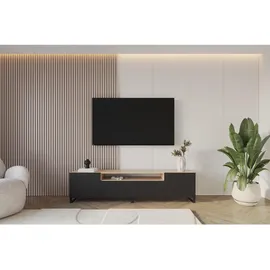altdecor ELIO Lowboard 200 cm Schwarz/Eiche Artisan Holz