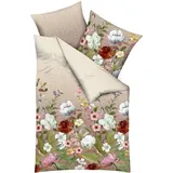 KAEPPEL Mako-Satin Wildblumen Braun 135 x 200 cm + 80 x 80 cm