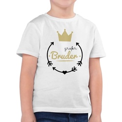 Shirtracer T-Shirt Großer Bruder – Krone Großer Bruder weiß 128 (7/8 Jahre)