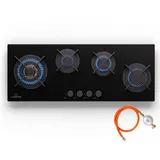Gaskochfeld 90 cm 4 Flammig Glaskeramik Einbau Gas Cooker Hob Propangas 8600 W