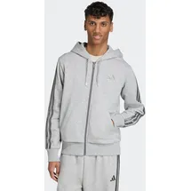 adidas Kapuzensweatshirt ADIDAS SPORTSWEAR "HOLIDAY 3-STREIFEN MIT DURCHGEHENDEM REISSVERSCHLUSS", Herren, Gr. L, grau (medium grau heather), Obermaterial: 70% Baumwolle, 30% Polyester, angesetztes Bündchen, Sweatshirts