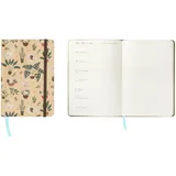 IDENA 12067 - Taschenkalender 2026 im Format 13 x 21 cm, 1 Woche auf 1 Seite, Terminplaner in Hellbraun mit Katzenmotiv, Gummiband, Innentasche und Leseband