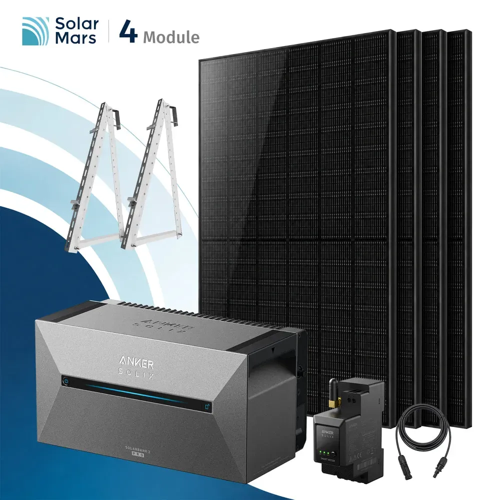 Balkonkraftwerk 2000 Watt mit Speicher Anker SOLIX Solarbank mit MC4 Solarkabel Set - 1x Solarbank E1600 PRO / Ohne Erweiterungsakku / Balkon
