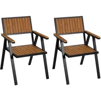 Mendler 2er-Set Gartenstuhl HWC-J95, Balkonstuhl Stuhl, Outdoor-Beschichtung, Aluminium Holzoptik